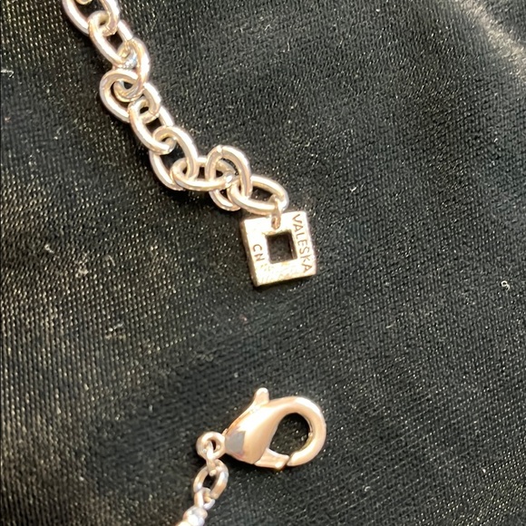 Valeska Silver Accent Beaded Elegant Pearl Necklace with Crystal Pendant - Picture 3 of 5